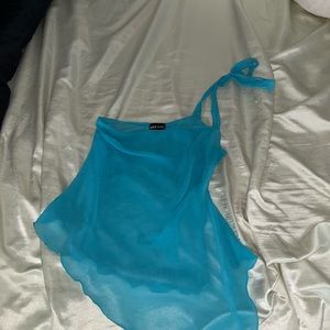 LAST CHANCE Sheer blue Y2K off the shoulder top